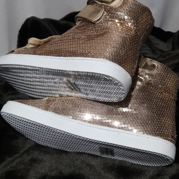 NEW Quipid Gold Sequin hi top Sneakers 6.5m - Picture 5 of 8